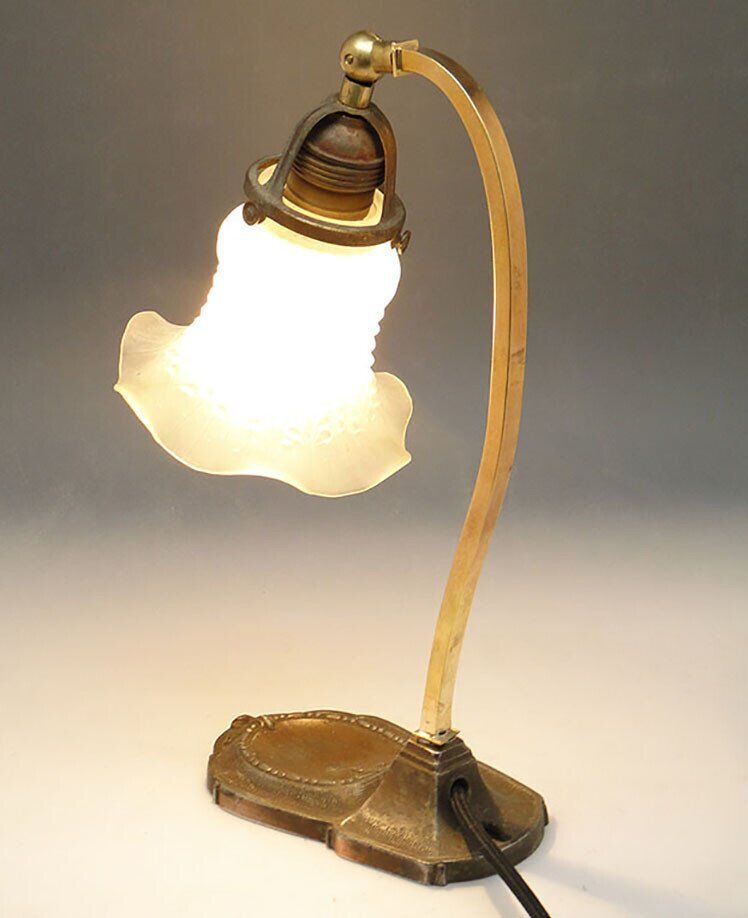 20th century glass and metal table lamp, Austria-Hungary, 1890s