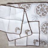 Teacloth embroidered linen cloth with 3 towels