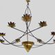 Very large chandelier with 9 metal bulbs and gold leaf cup