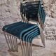 Ensemble de 6 chaises spaghetti françaises avec tabouret assorti – chaises bistrot à cadre chromé – sièges de café vintage empilables – milieu à fin du 20e siècle