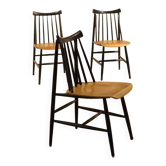 Trois chaises scandinaves style Tapiovaara bois 1950