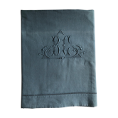 Old linen and cotton sheet tinted in gray green