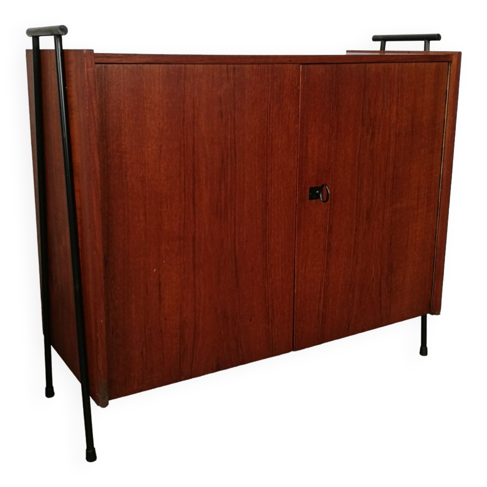 Scandinavian sideboard 2 teak doors, ladder base