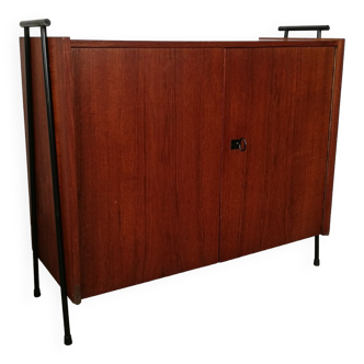 Buffet scandinave  2 portes teck, piètement échelle