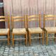 4 chaises de cuisine en bois massif paillées