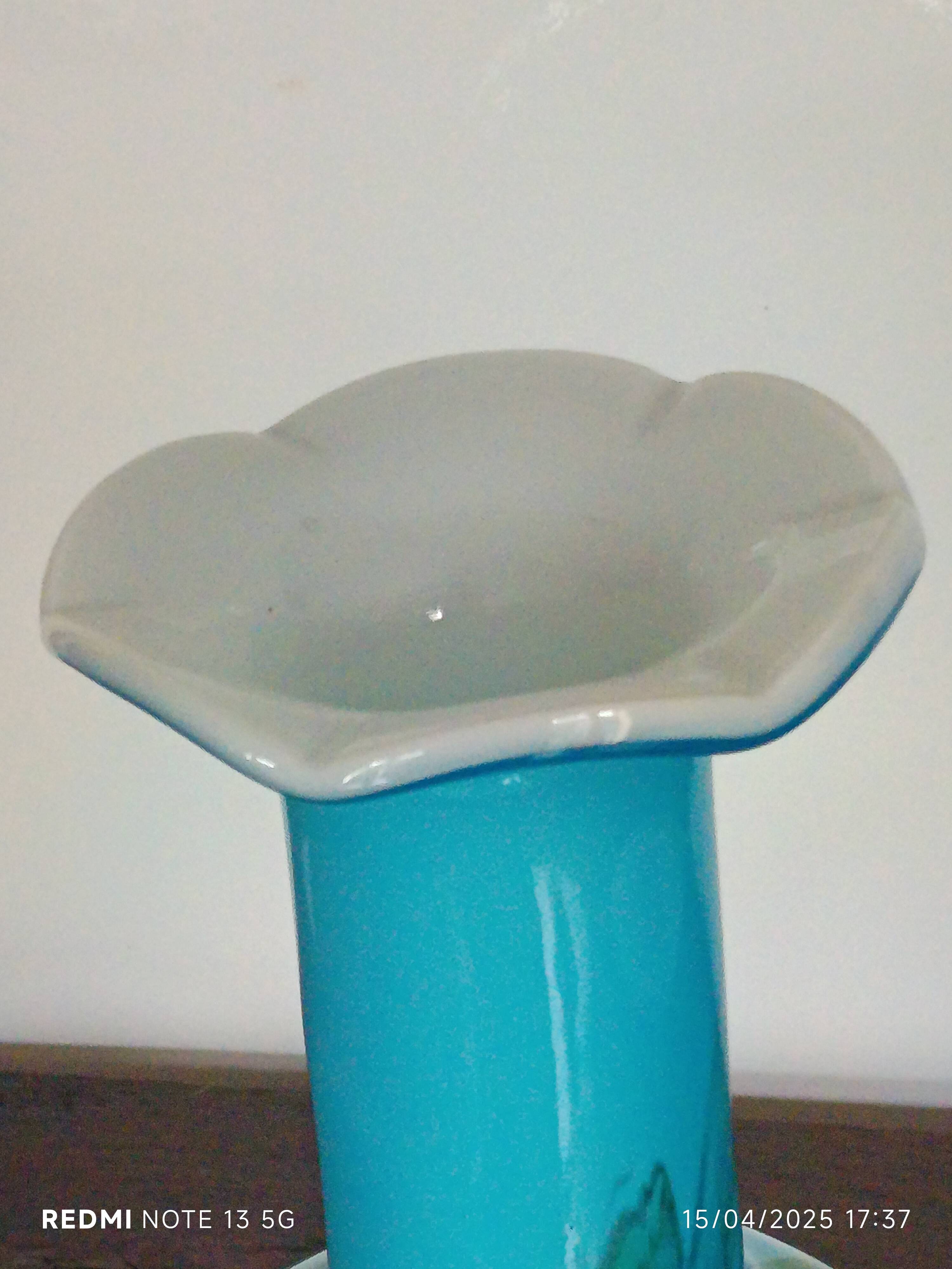 vintage turquoise opaline vase from the 60s