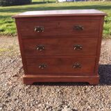 Commode 3 tiroirs noyer et laiton