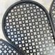 Vintage 1950s fireplace screen, fan shape.