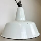 Suspension industrielle en émail blanc de Zaos, années 1960