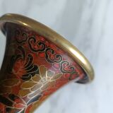 Cloisonné brass vase decorated with lotus flowers
