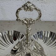Présentoir coquillage en métal argenté vintage