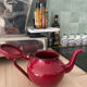 Burgundy glazed teapot