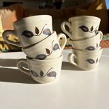 Set of 6 stoneware coffee cups from the 1970s.