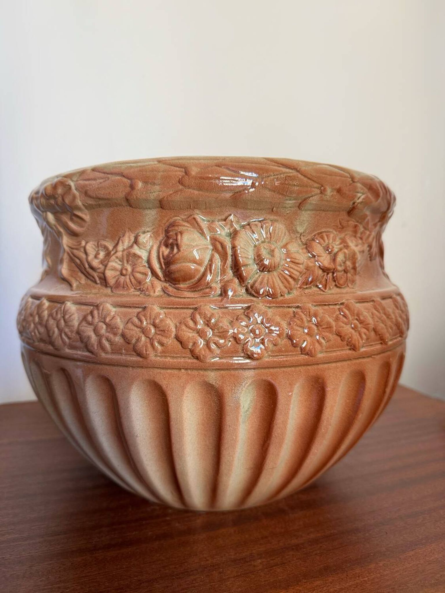 Cache pot céramique majolique Digoin 19ème