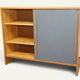 Vintage wooden sideboard with sliding doors – 1960s