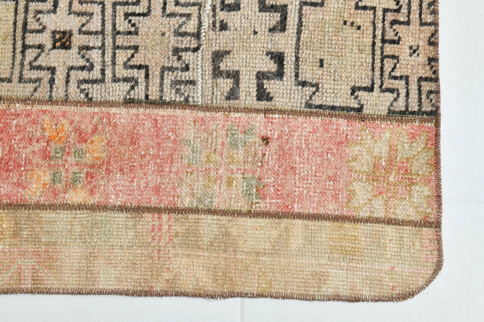 Tapis Runner Vintage Patchwork,Motifs Tribaux,Tons Pastel & Terre,66x265 cm