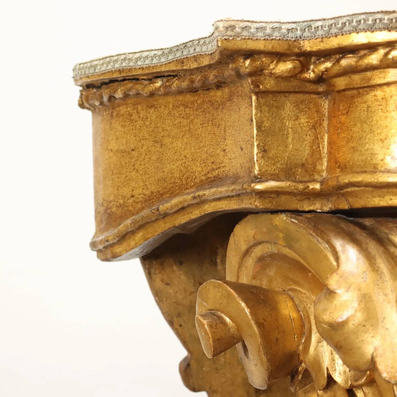 Pair of antique golden poplar shelves, Italy, 20th century