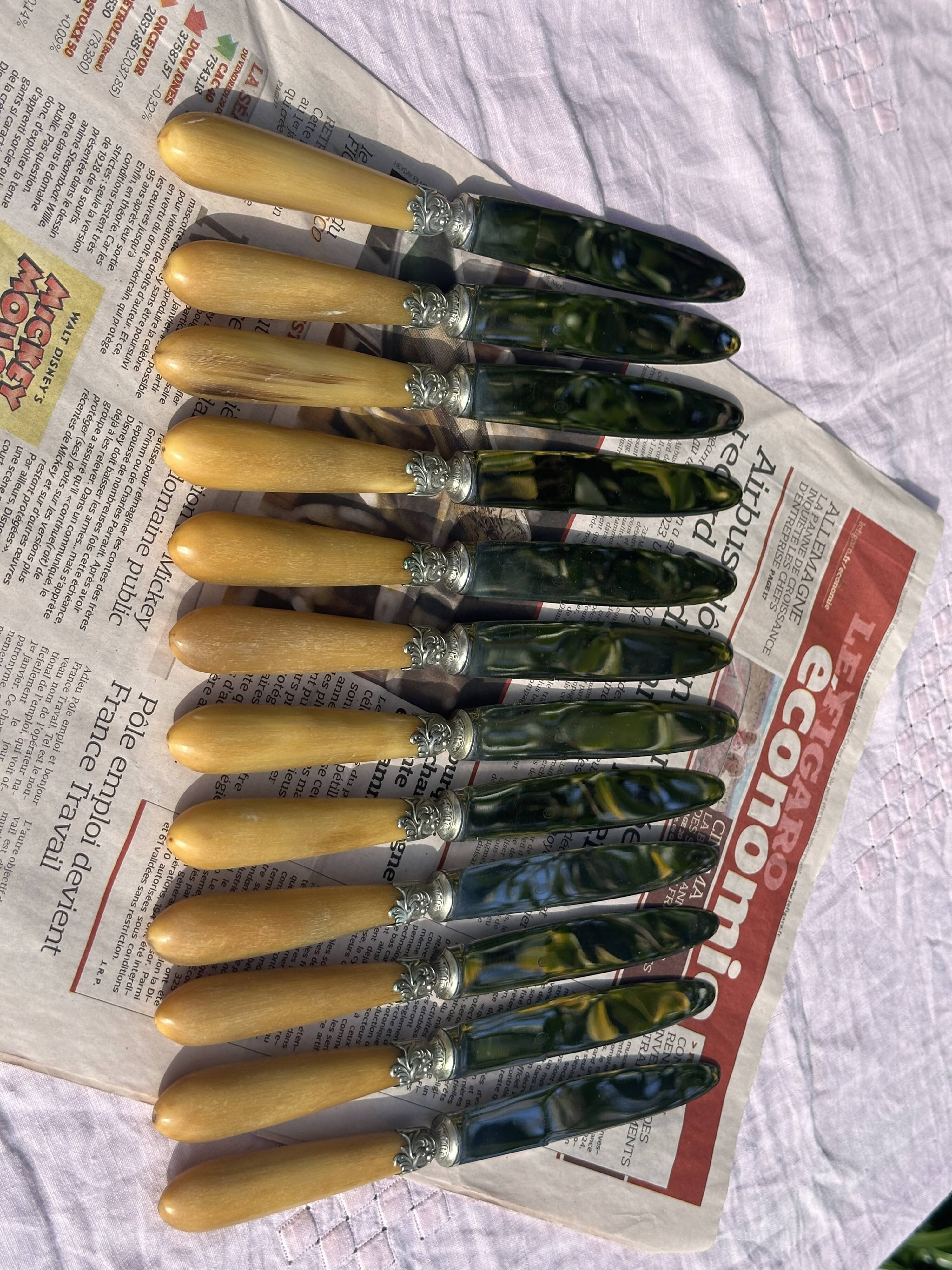 Set of 12 Antique Art Nouveau Table Knives - Tableware