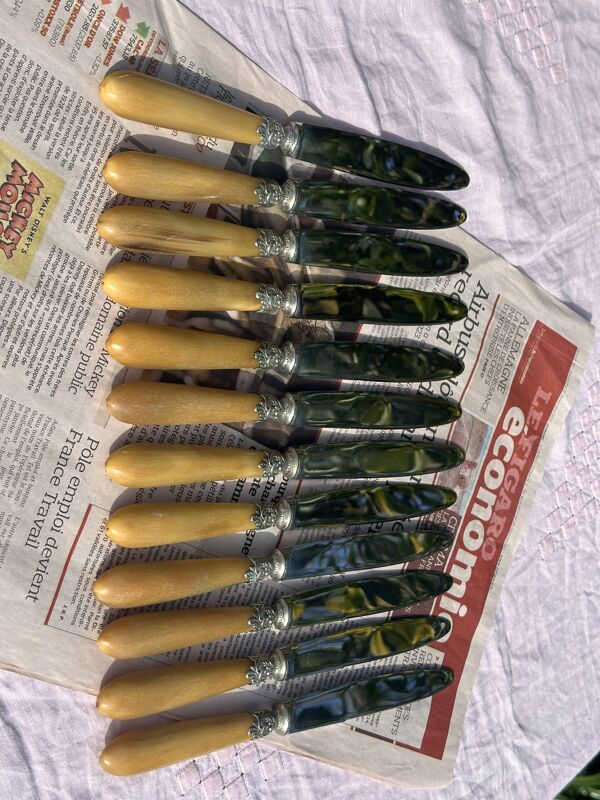 Ensemble de 12 Couteaux de Table Anciens Art Nouveau - Art de la Table