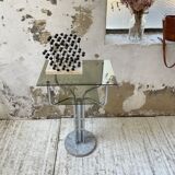 Console années 80 verre et marbre