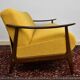 Scandinavian folding sofa in yellow curly teak, 1960s