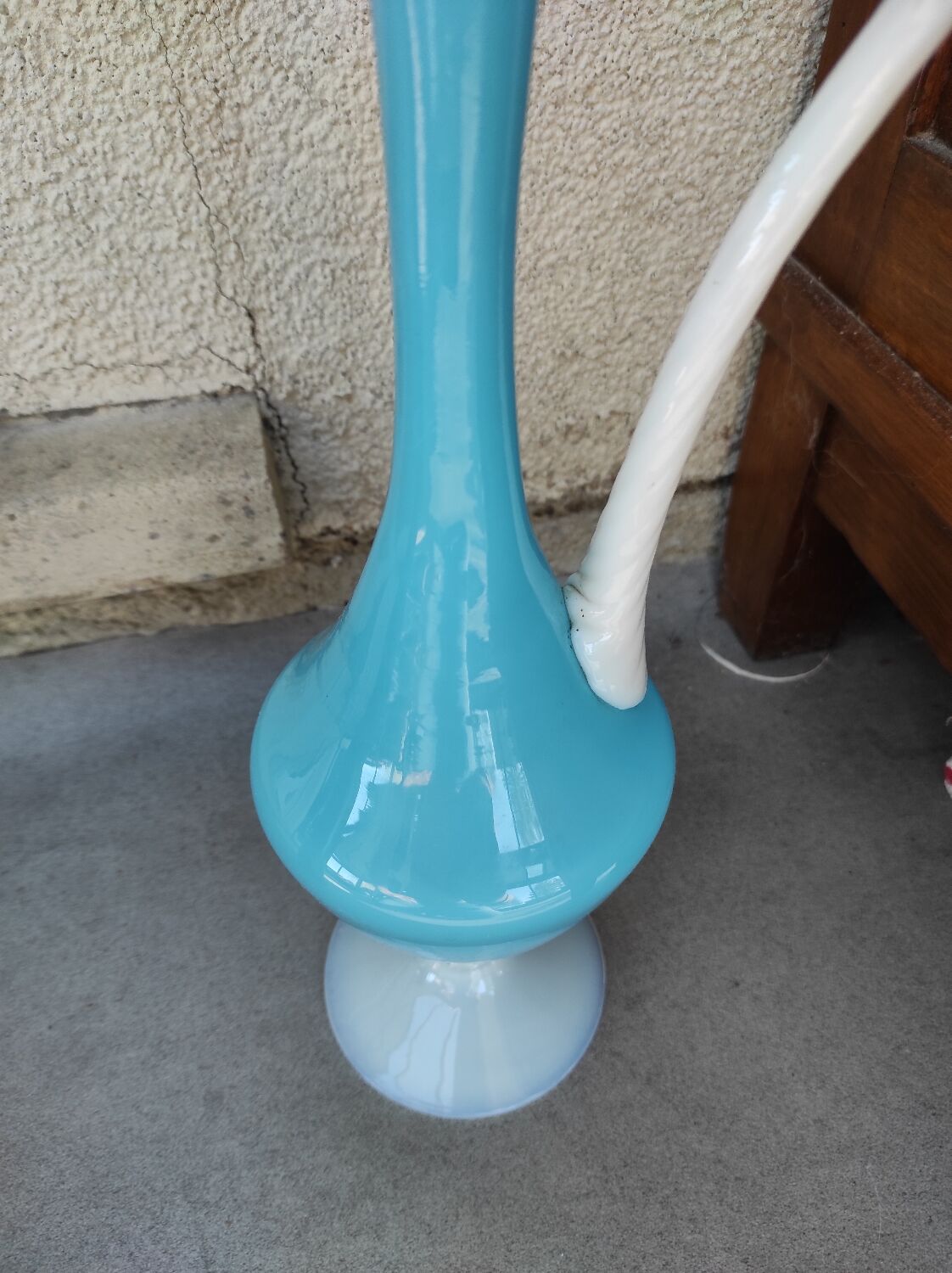Murano blue opaline carafe vase