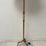 Vintage gilded brass tripod floor lamp