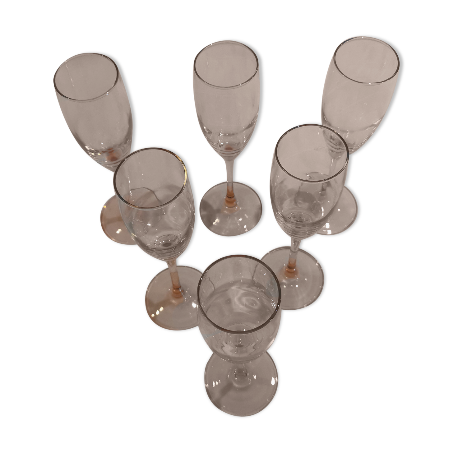 Champagne flutes pink feet LUMINARC year 70