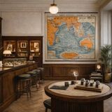 Vintage large format school map - Indian Ocean