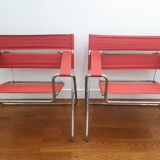 Pair of D4 folding armchairs by Marcel Breuer,  Tecta edition