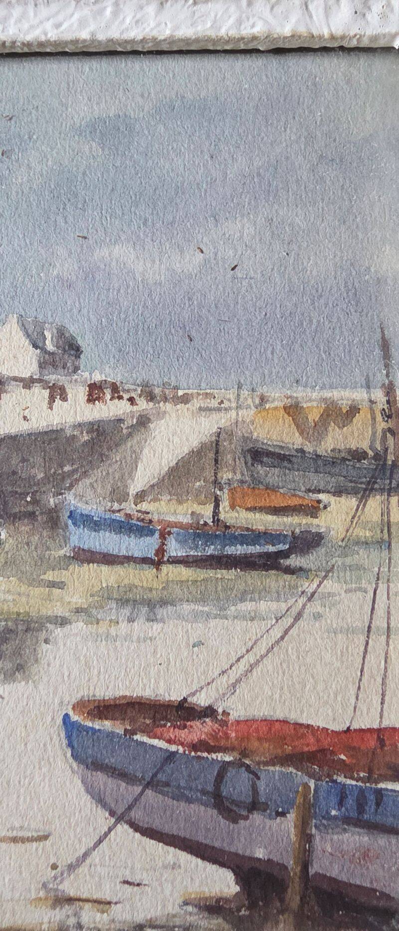 Claude HOUAL Marine Watercolour Titled "Port Haliguen" Circa 1950