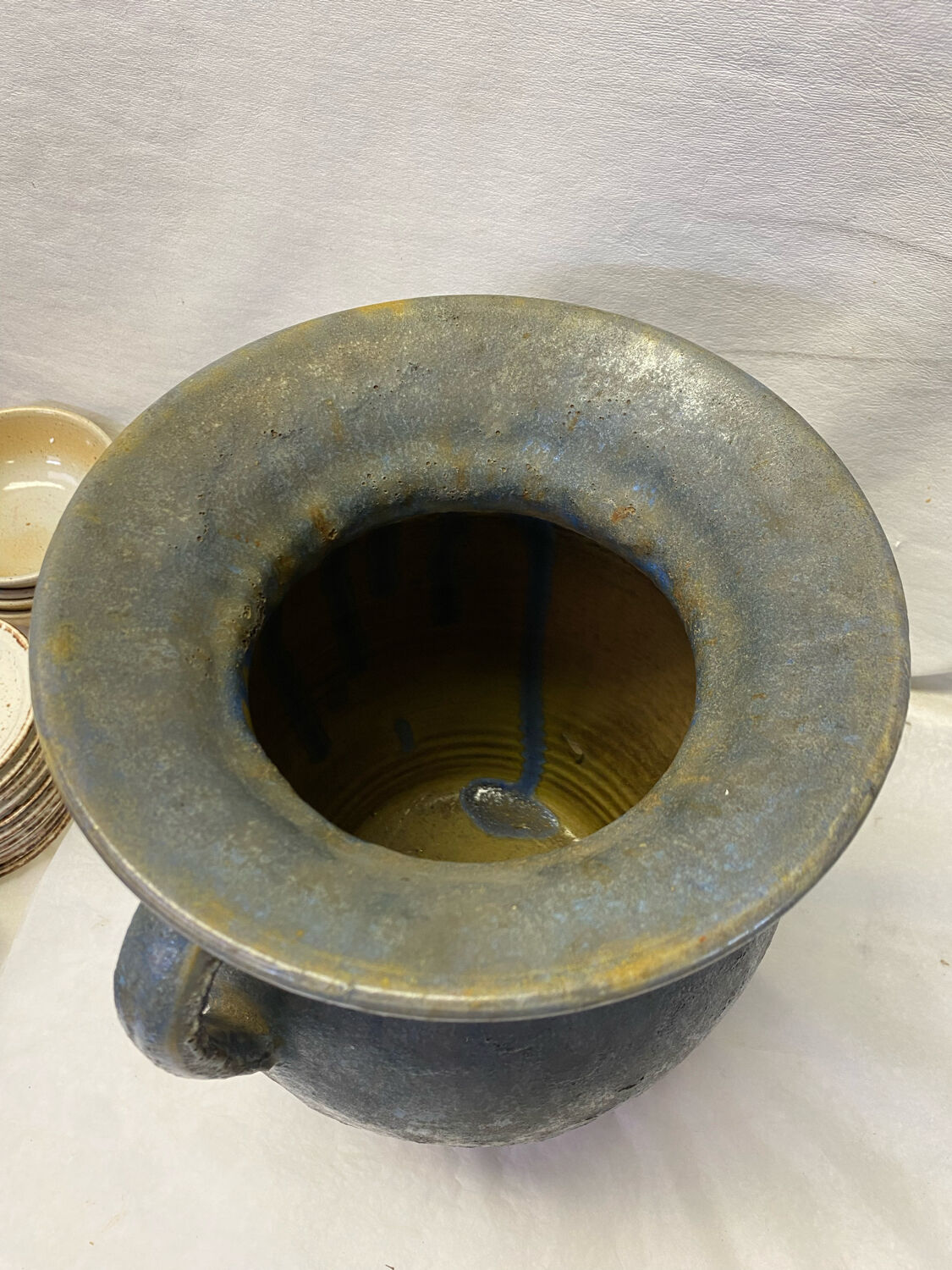 Flame blue sandstone vase