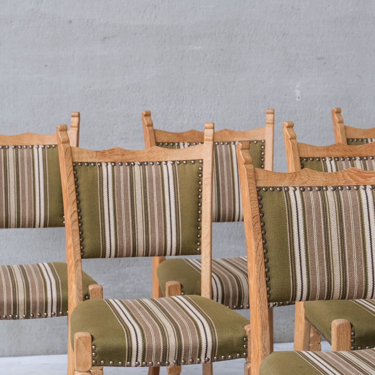 Set of six oak mid-century dining chairs