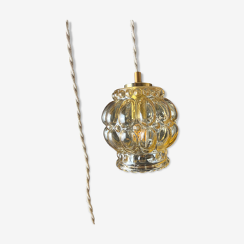 Lampe baladeuse ou suspension globe ancien verre ambré - Circa 1960