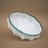 White opaline lampshade with green translucent border
