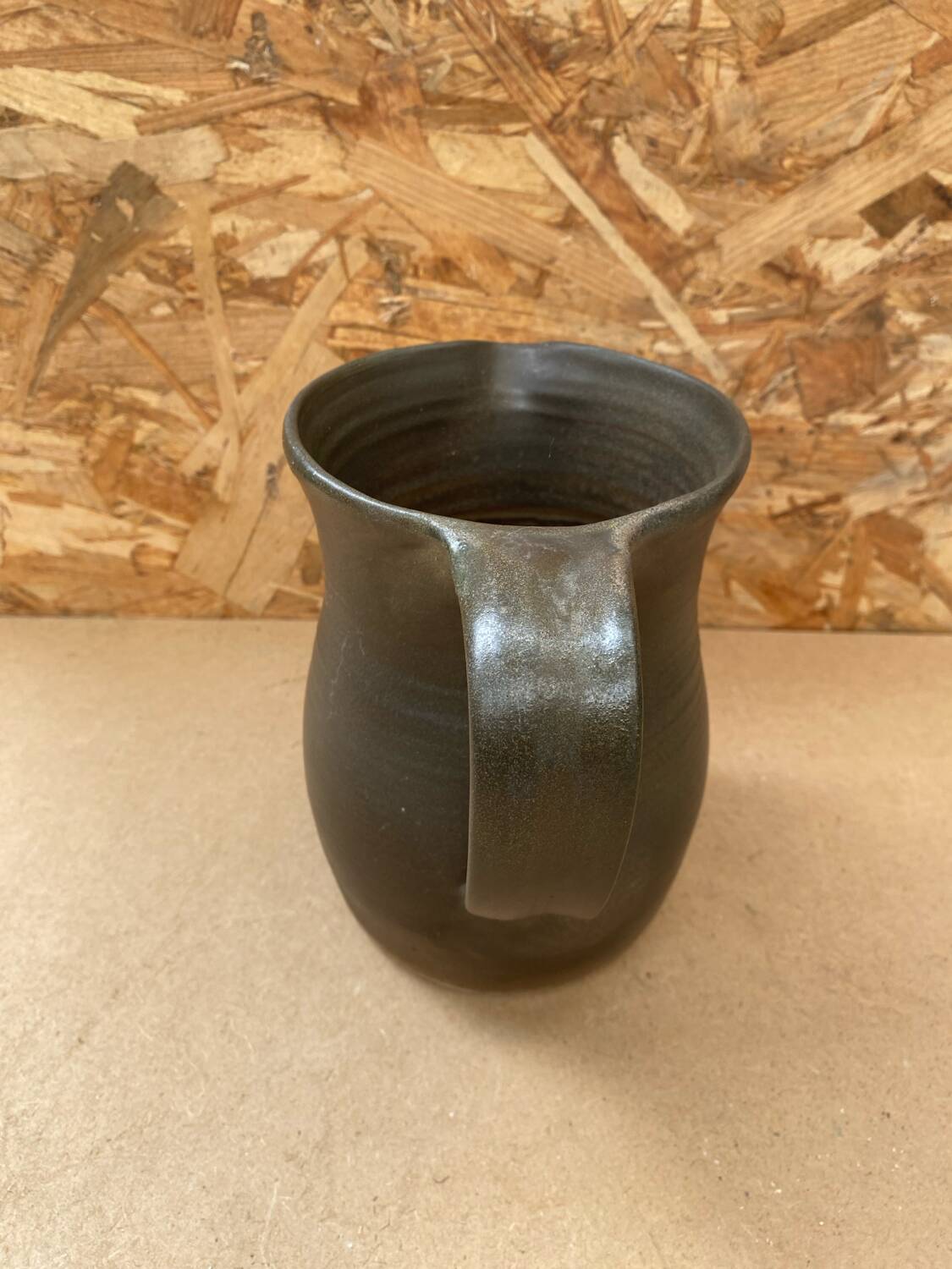 Antique vintage grey brown ceramic pitcher
