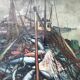 Oil on canvas - “The deck of the trawler returning from fishing” by Lucien Staquet (1911-1989)