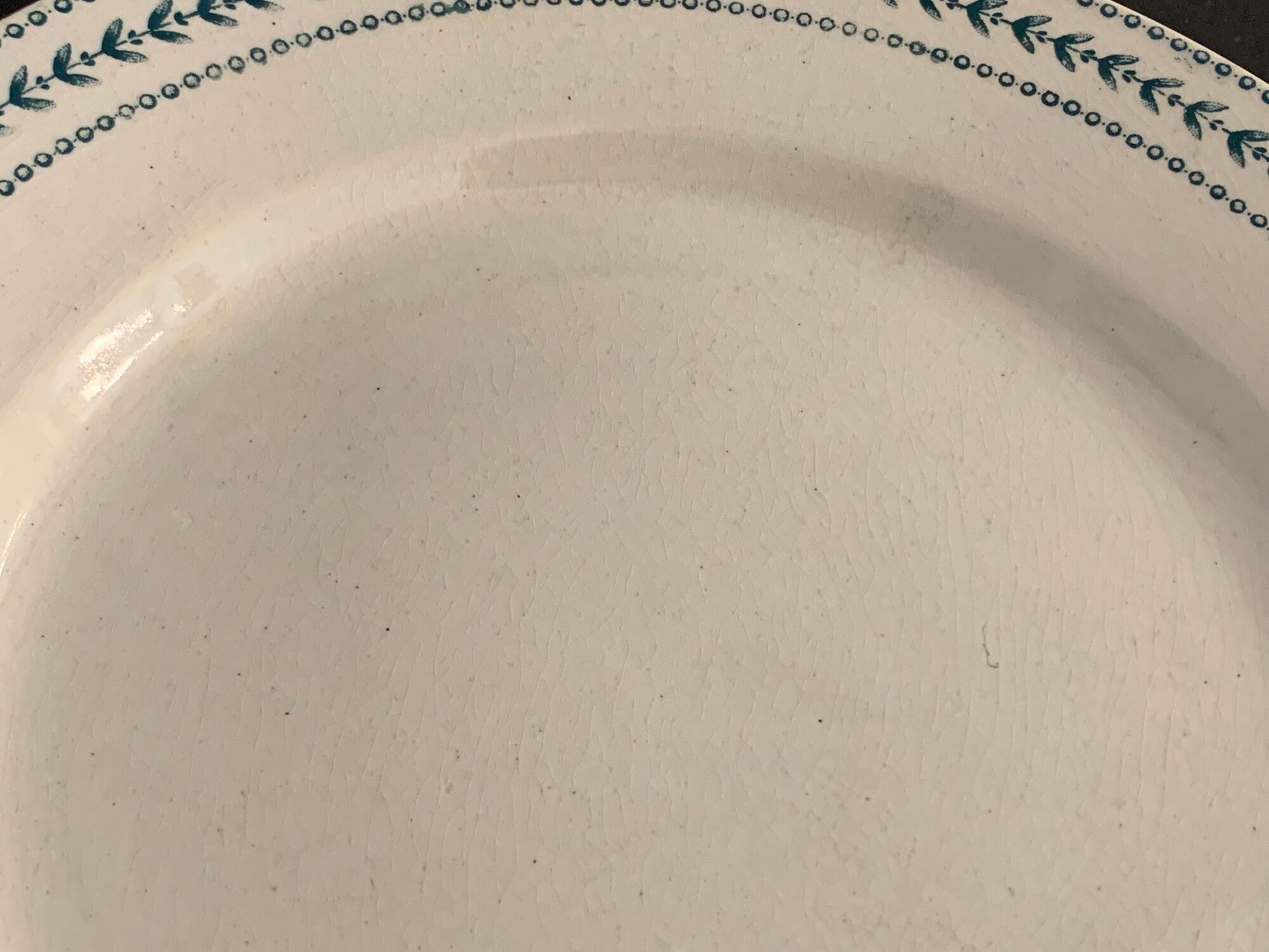 8 flat plates in opaque porcelain from Gien Terre de Fer, model Lauriers, XXth