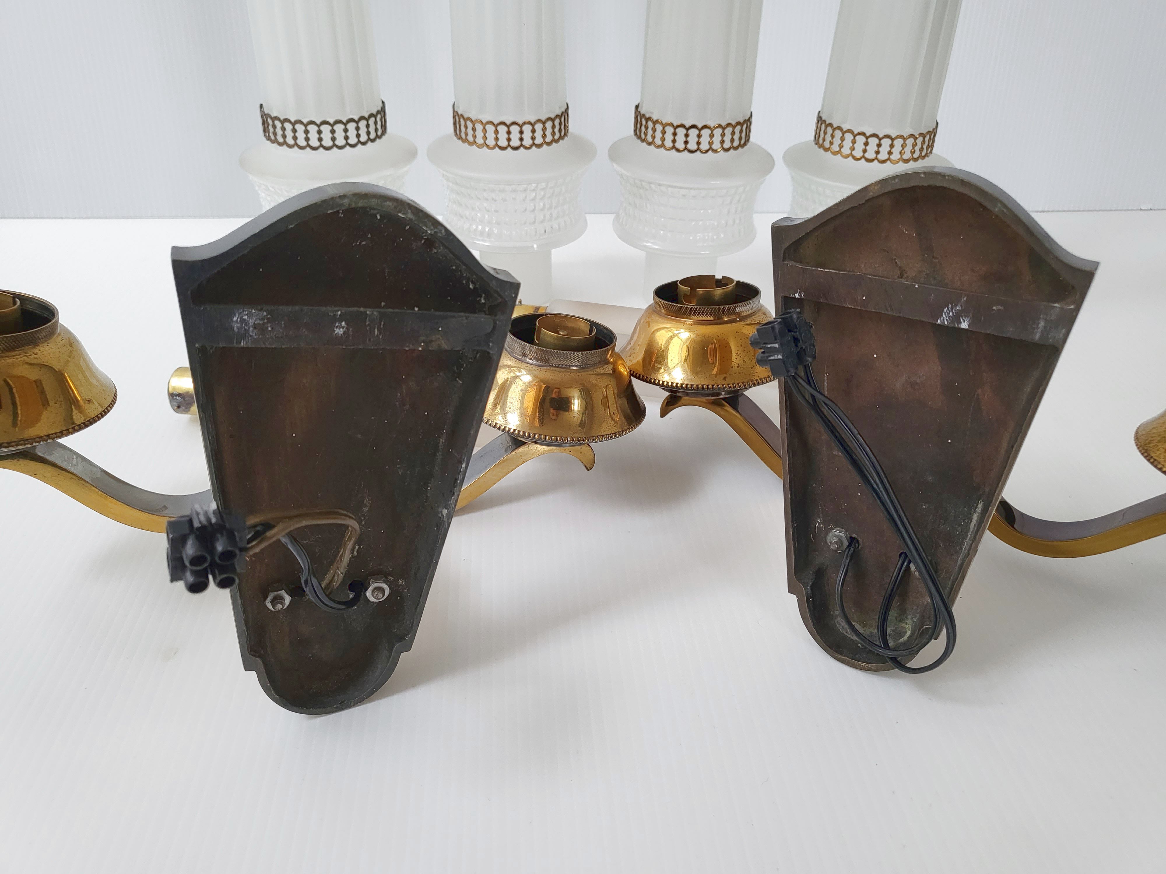 Pair of vintage bronze wall lamps house Libéros 1950