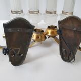 Pair of vintage bronze wall lamps house Libéros 1950