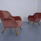 Mid-Century French Organic Mohair Lounge Chairs, 1950s, Set of 2