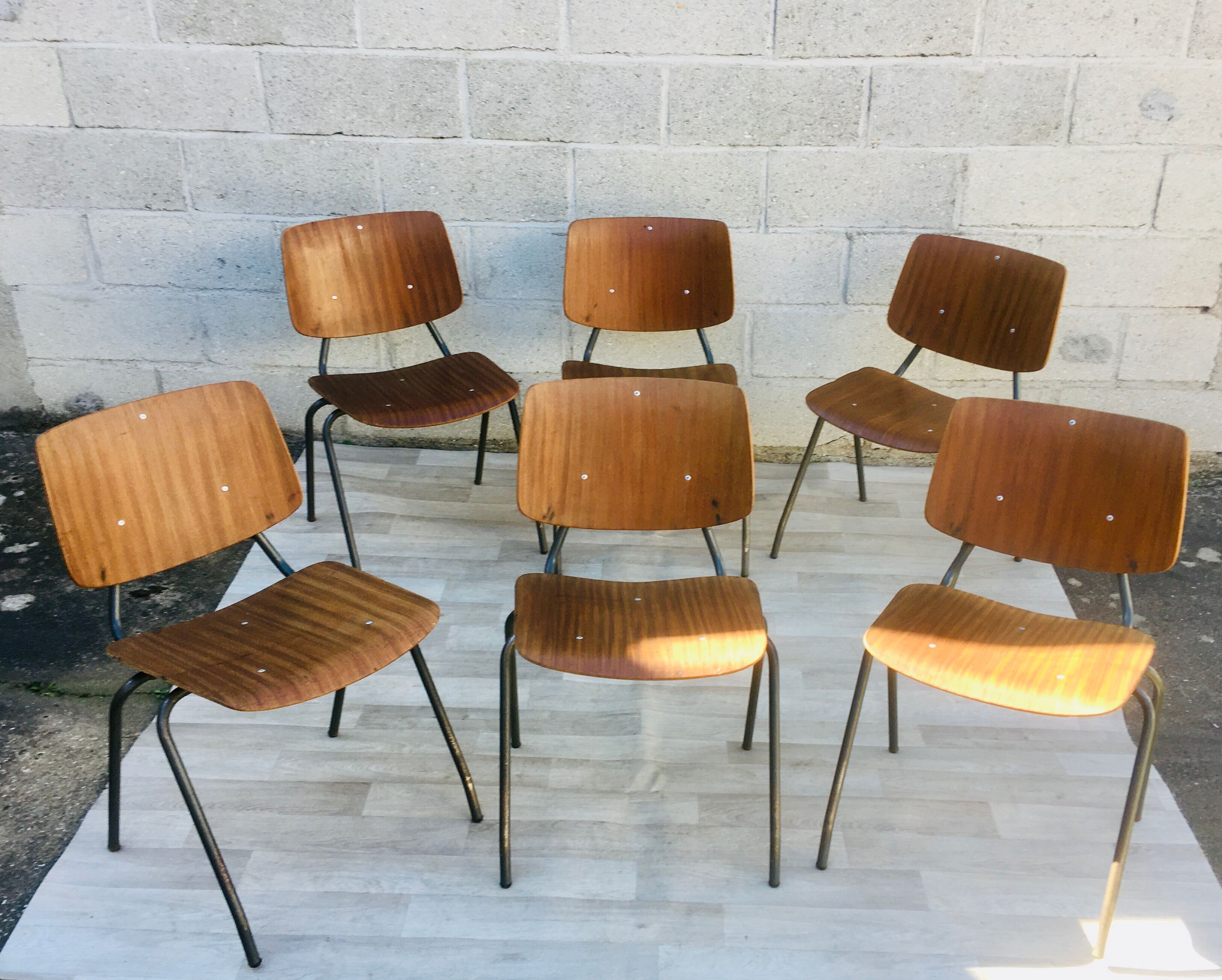 Set of 6 chairs Kho Liang 60s