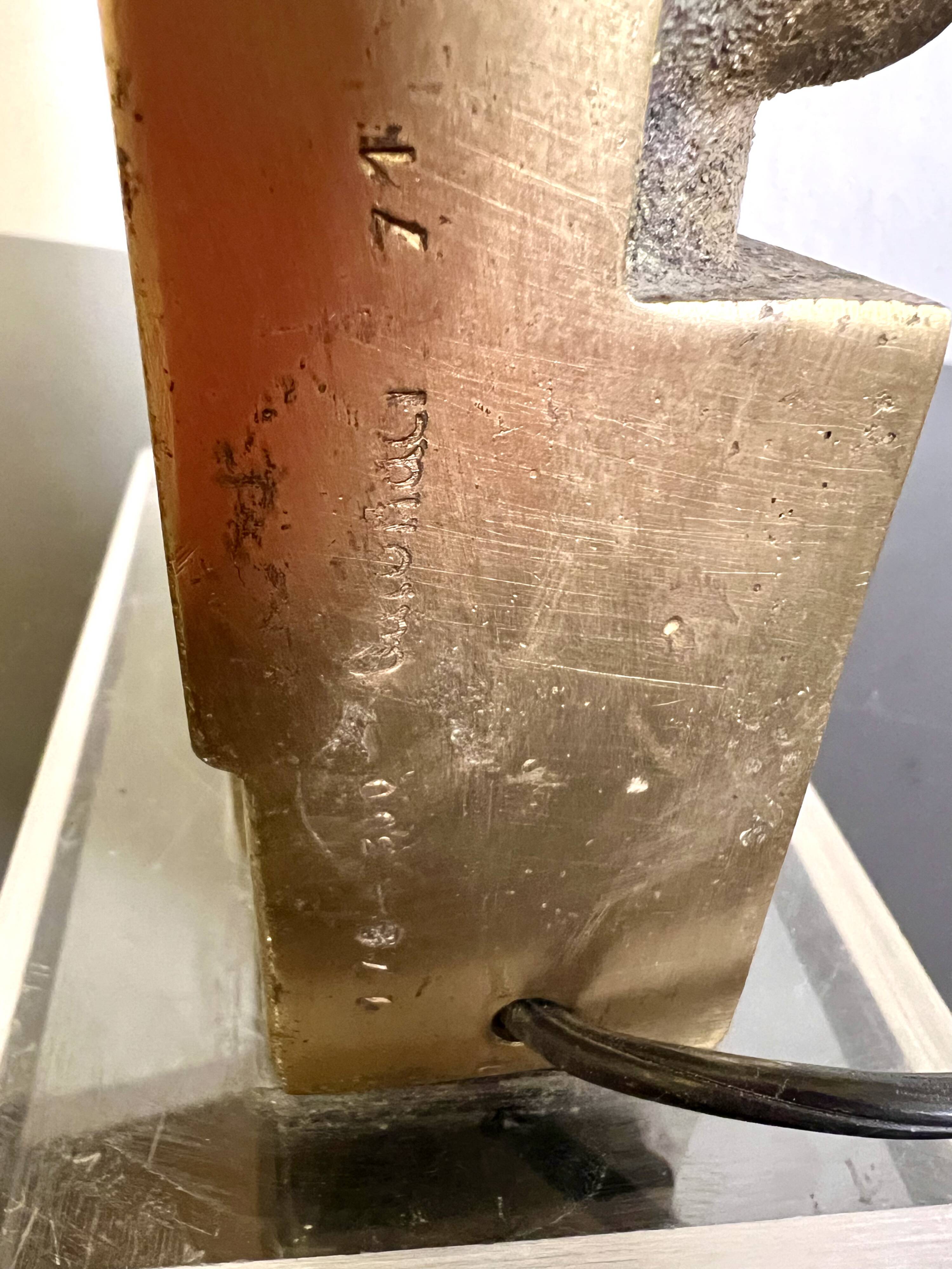 Table Lamp by Giuseppe Calonaci, Plexiglas & Brass, Italy, 1971, Signed