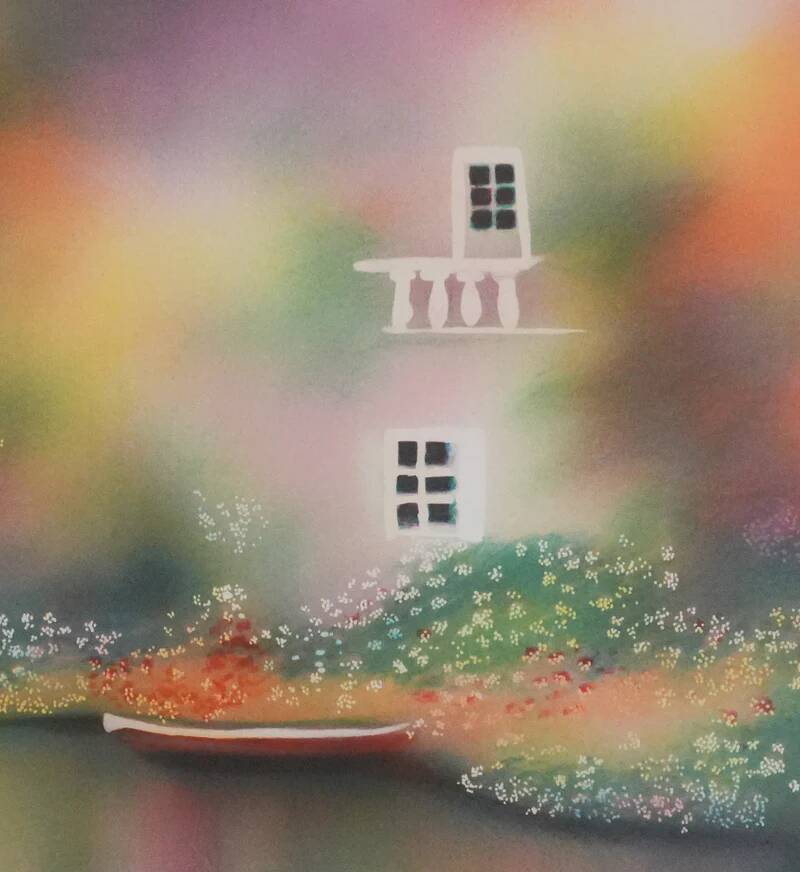 José MANISCALCO : La maison du lac, lithographie originale signée