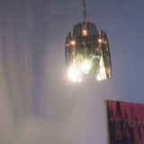 Mid century Italian pendant lamp with 9 faceted glass panels