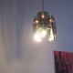 Mid century Italian pendant lamp with 9 faceted glass panels