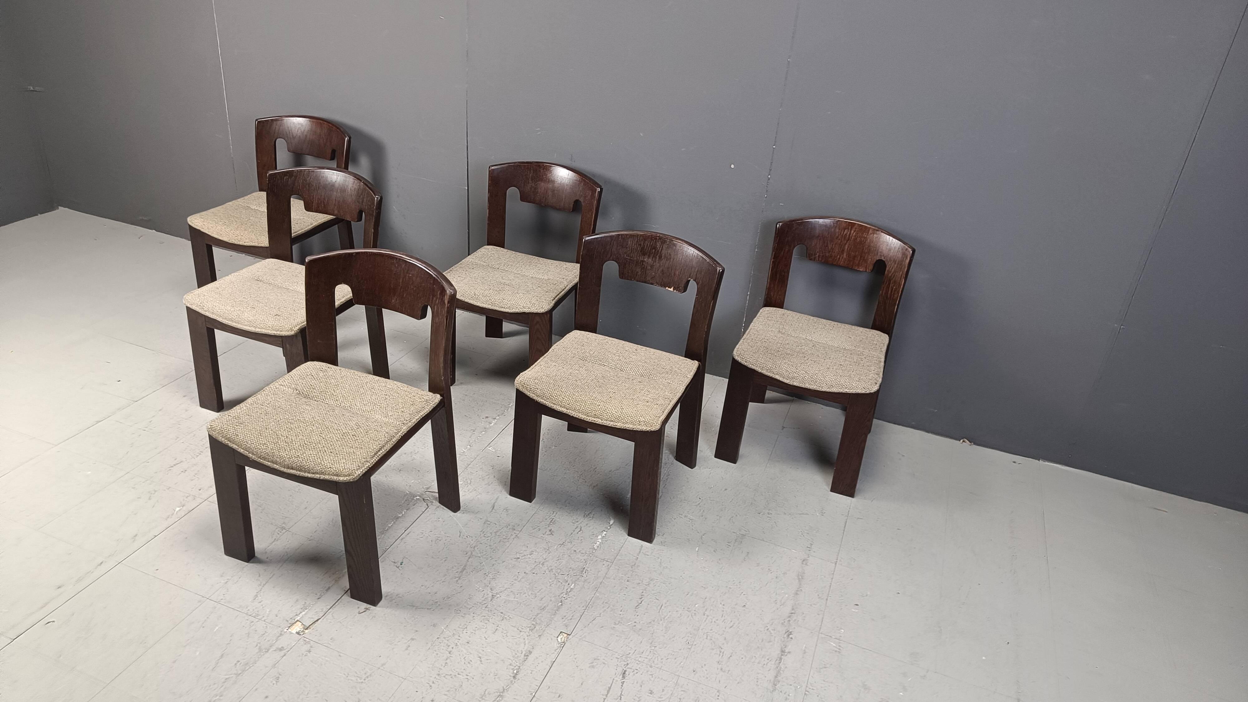 Vintage Brutalist Dining Chairs, Set of 6 - 1970s