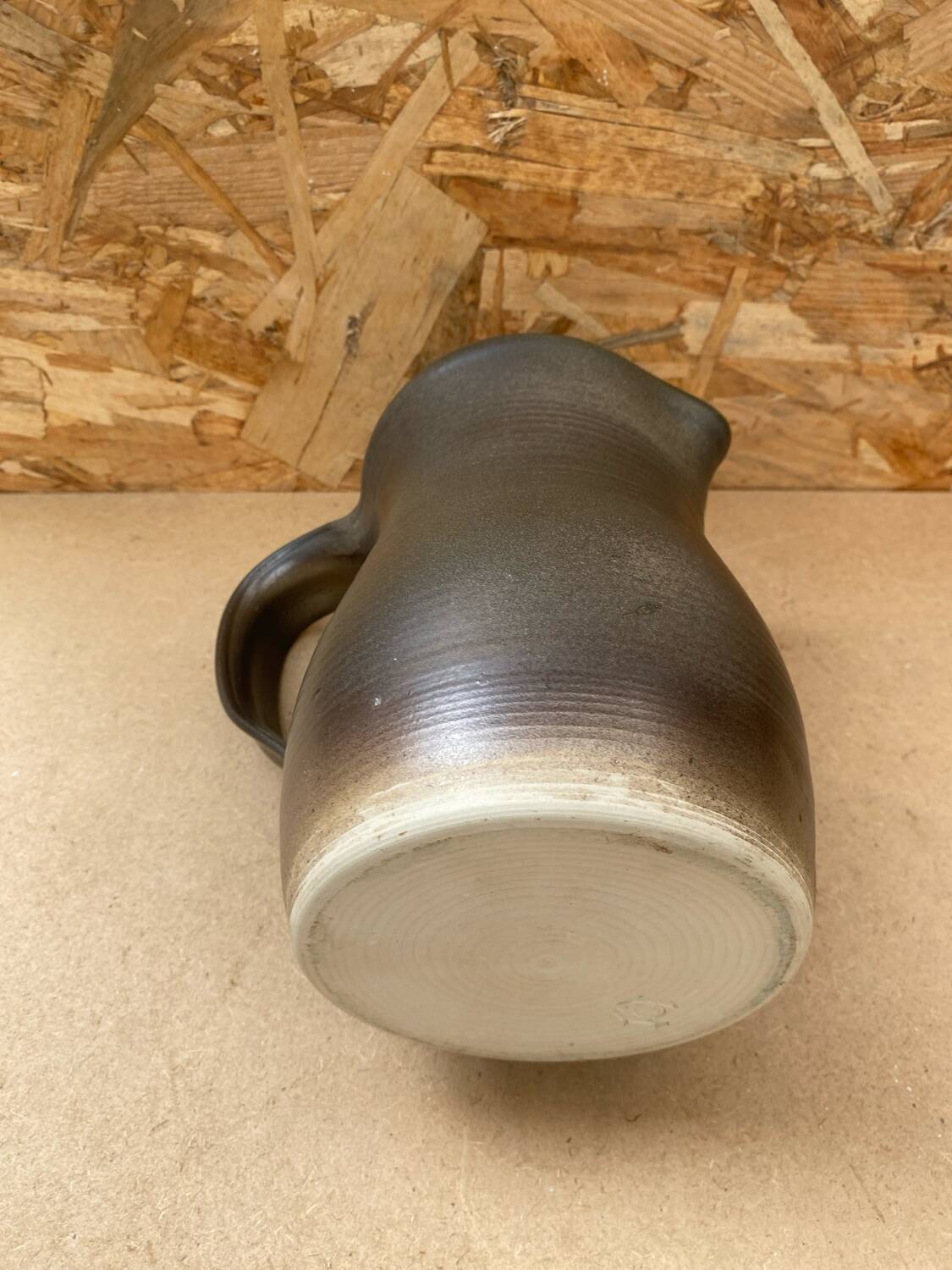 Antique vintage grey brown ceramic pitcher