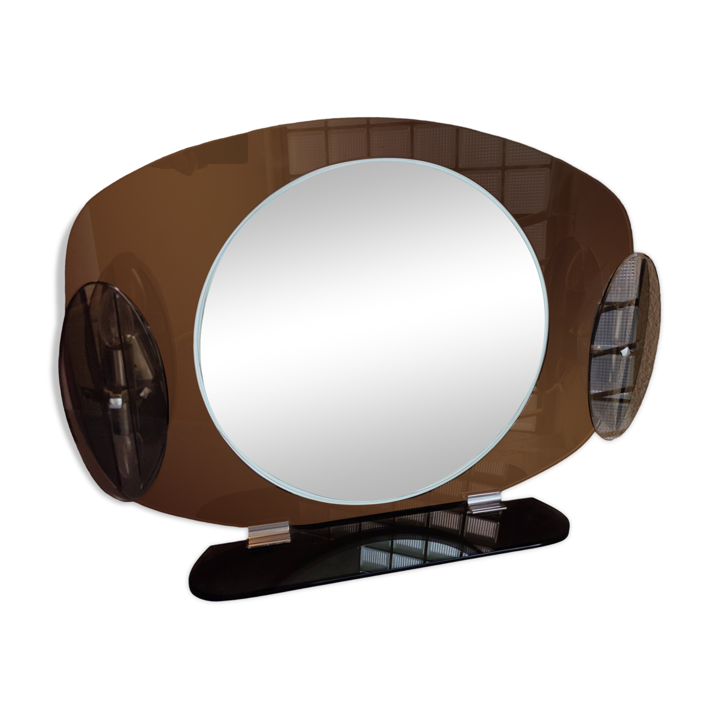 Smoked glass bathroom mirror, Italian design, 1980s