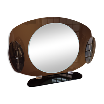 Smoked glass bathroom mirror, Italian design, 1980s